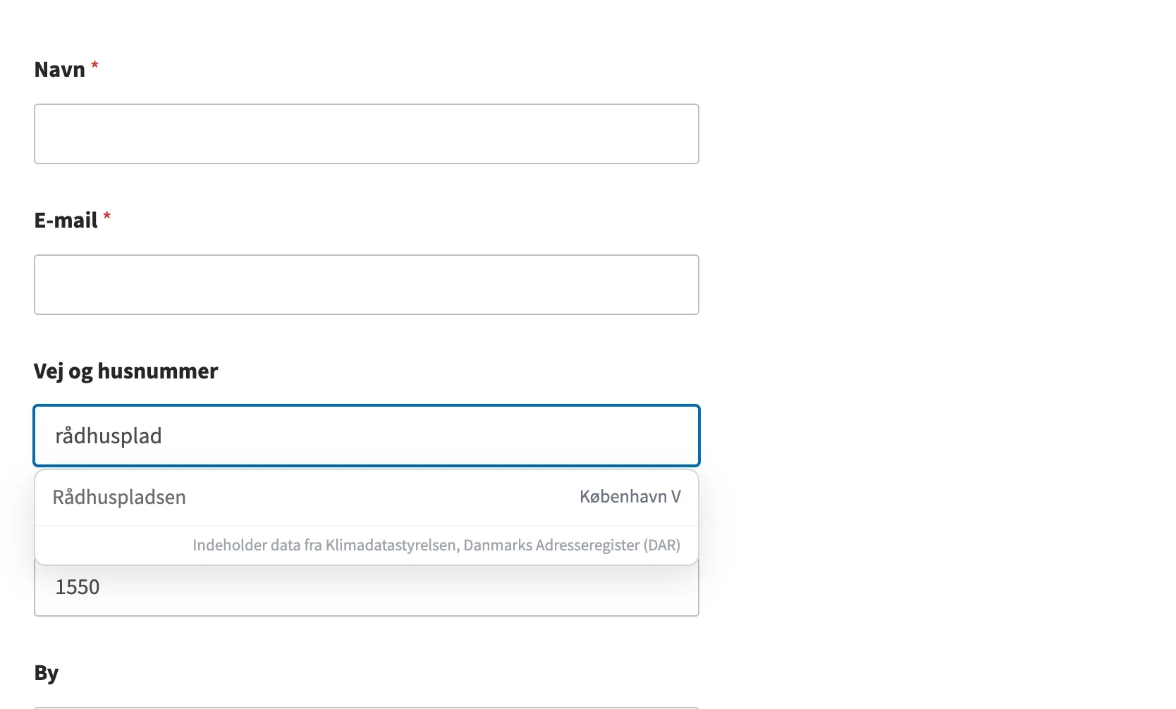 Autofuldførelsens popup i WPForms-formularen