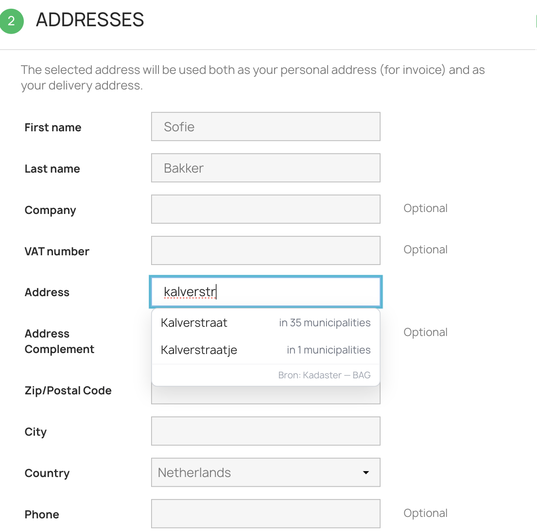The autocomplete popup at the PrestaShop checkout