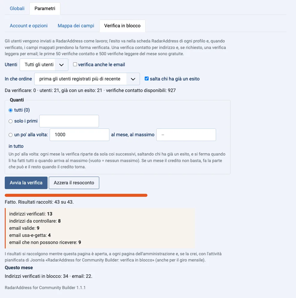 La verifica in blocco degli utenti